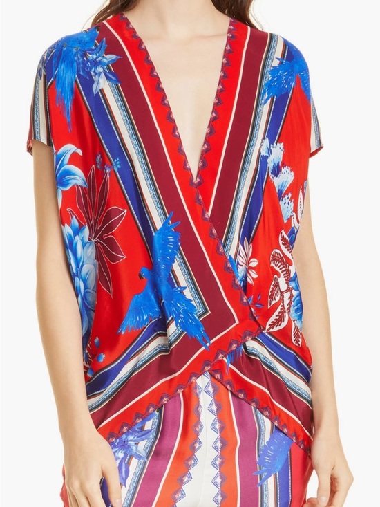 FARM Rio Tops - NWT FARM RIO MACAW SCARF OPEN FRONT SHORT SLEEVE BLOUSE